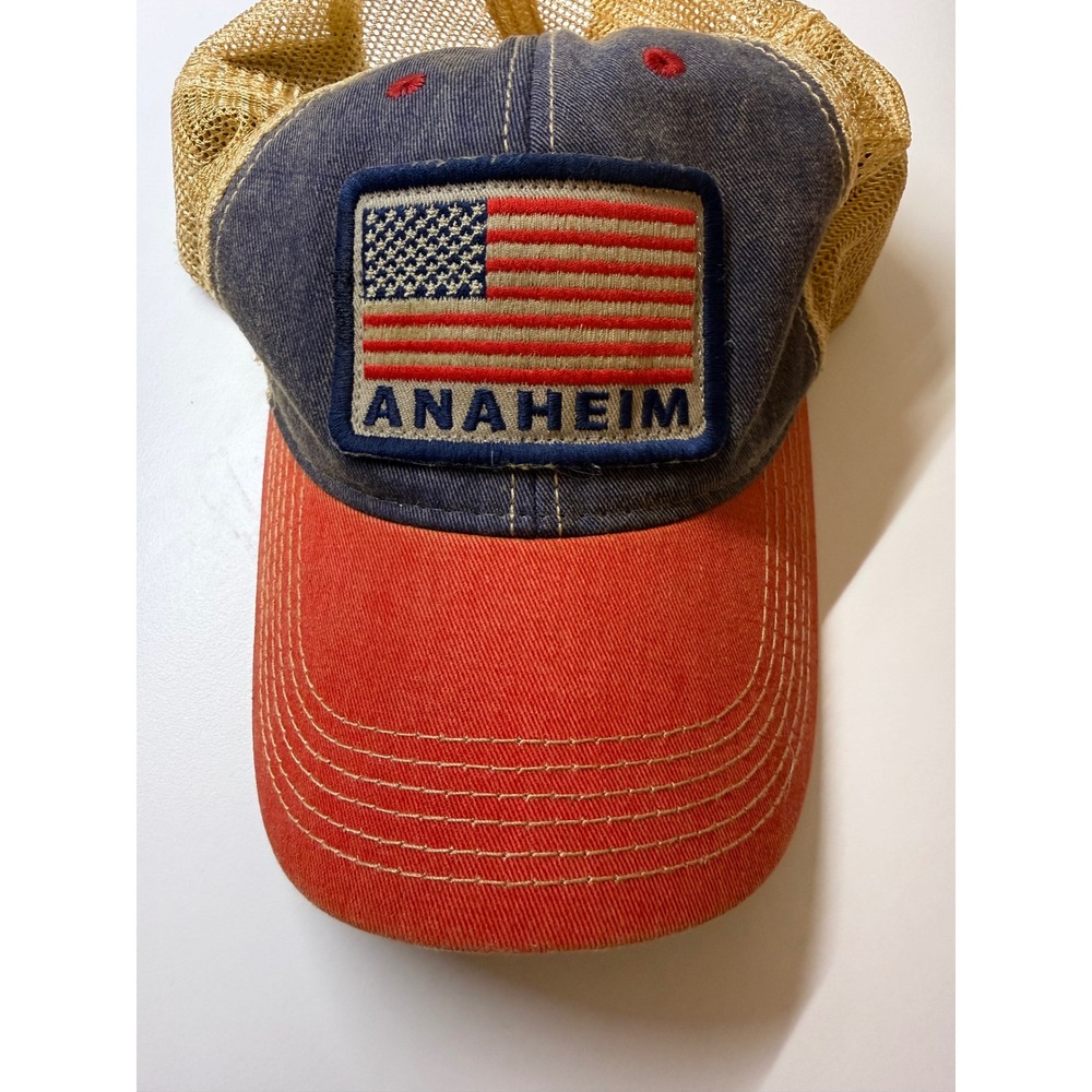 Legacy Anaheim Flag Trucker Hat OS Red/Blue SoCal Streetwear Retro Snapback